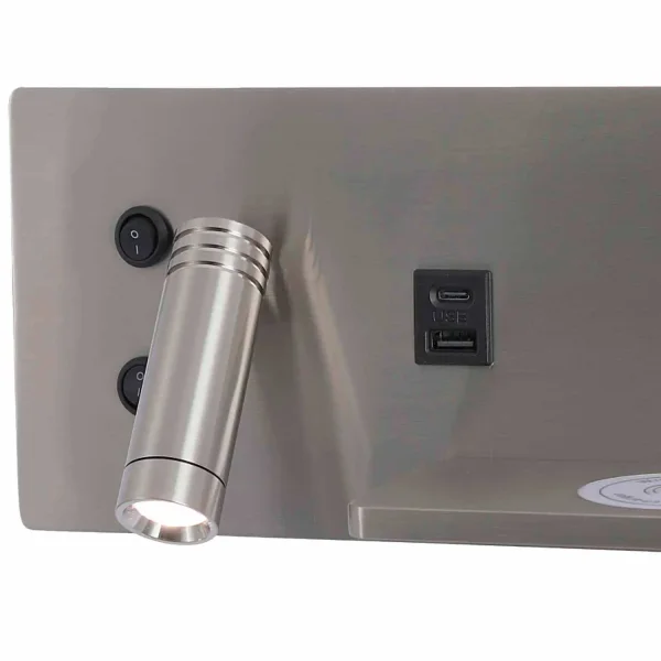 APLIQUE DE PAREDE LED 8W REGULÁVEL TÁTIL NÍQUEL ORIENTAÇÃO ESQUERDA