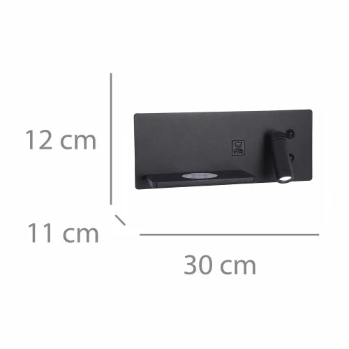 APLIQUE DE PAREDE LED 8W REGULÁVEL TÁTIL PRETO ORIENTAÇÃO DIREITA