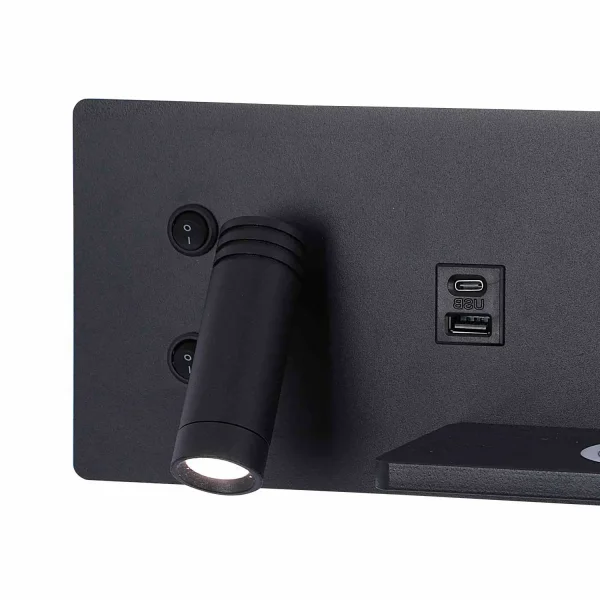 APLIQUE DE PAREDE LED 8W REGULÁVEL TÁTIL PRETO ORIENTAÇÃO ESQUERDA