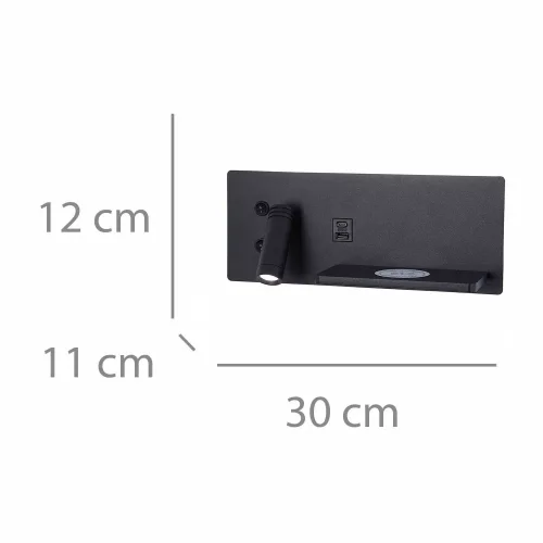 APLIQUE DE PAREDE LED 8W REGULÁVEL TÁTIL PRETO ORIENTAÇÃO ESQUERDA