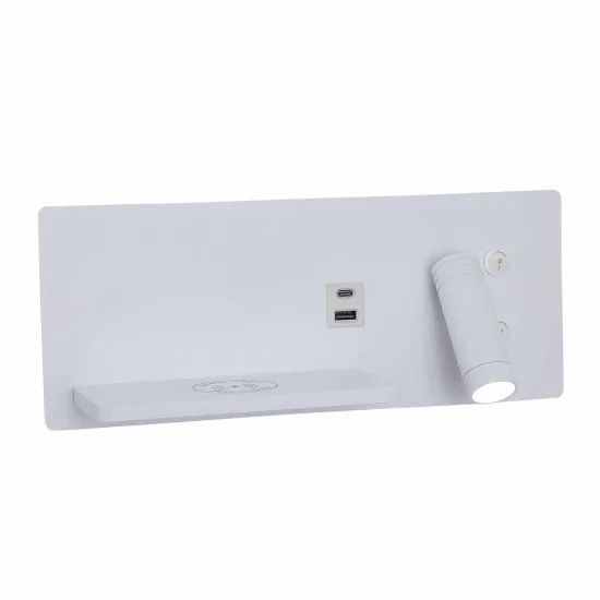 APLIQUE DE PAREDE LED 8W REGULÁVEL TÁTIL BRANCO ORIENTAÇÃO DIREITA 2