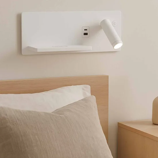 APLIQUE DE PAREDE LED 8W REGULÁVEL TÁTIL BRANCO ORIENTAÇÃO DIREITA