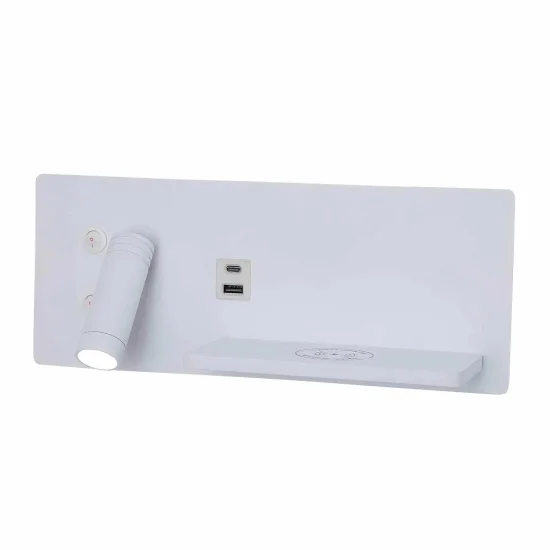 APLIQUE DE PAREDE LED 8W REGULÁVEL TÁTIL BRANCO ORIENTAÇÃO ESQUERDA 2