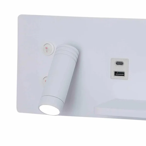 APLIQUE DE PAREDE LED 8W REGULÁVEL TÁTIL BRANCO ORIENTAÇÃO ESQUERDA