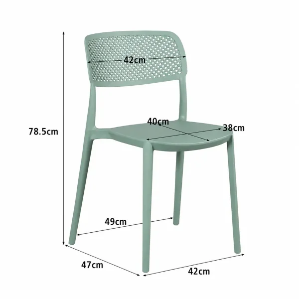 CADEIRA DE POLIPROPILENO VERDE KALE ANTI-UV PARA EXTERIOR NÁPOLI