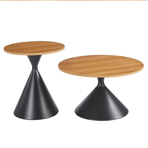 CONJUNTO DE 2 MESAS AUXILIARES DUNA NATURAL/PRETO