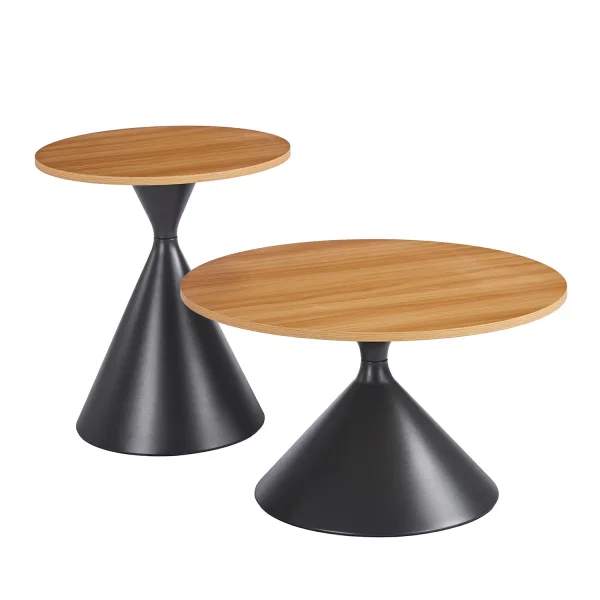 CONJUNTO DE 2 MESAS AUXILIARES DUNA NATURAL/PRETO
