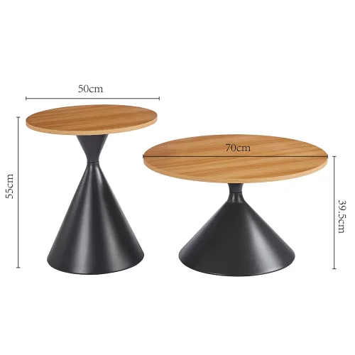 CONJUNTO DE 2 MESAS AUXILIARES DUNA NATURAL/PRETO