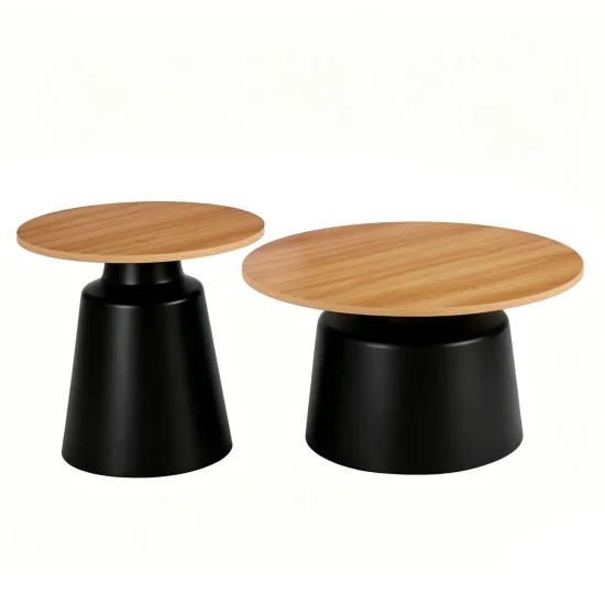 CONJUNTO DE 2 MESAS AUXILIARES NORAE NATURAL/PRETO