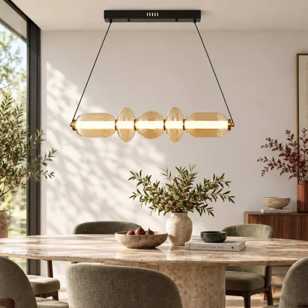 CANDEEIRO DE TETO LED 28W CCT VIDRO ÂMBAR SOLENE