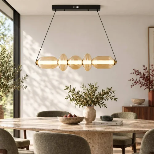 CANDEEIRO DE TETO LED 28W CCT VIDRO ÂMBAR SOLENE