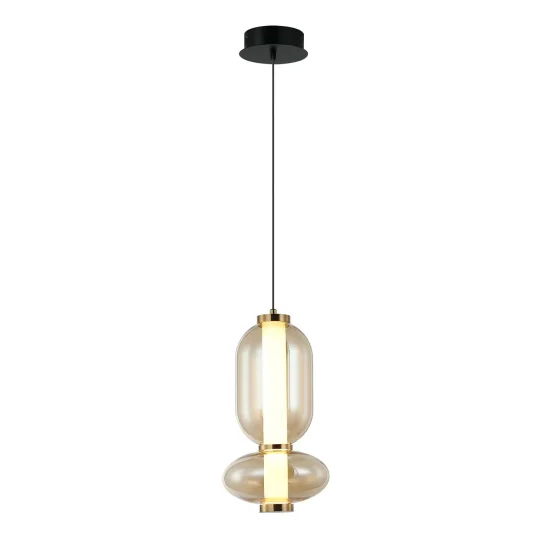 CANDEEIRO DE TETO LED 11W CCT EM VIDRO ÂMBAR SOLENE 2