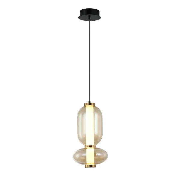 CANDEEIRO DE TETO LED 11W CCT EM VIDRO ÂMBAR SOLENE