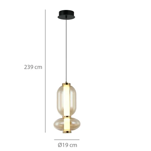 CANDEEIRO DE TETO LED 11W CCT EM VIDRO ÂMBAR SOLENE