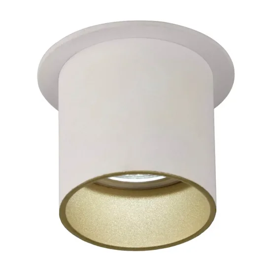 FOCO EMBUTIDO COM ABERTURA REGULÁVEL BRANCO/OURO GU10