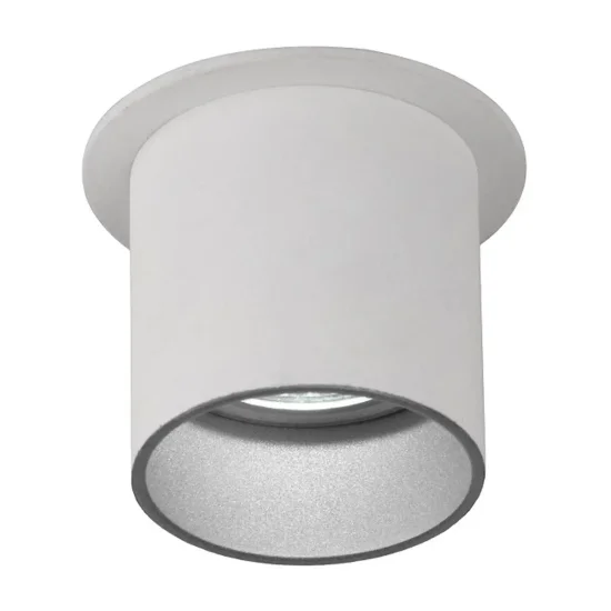 FOCO EMBUTIDO COM ABERTURA REGULÁVEL BRANCO/PRATA GU10