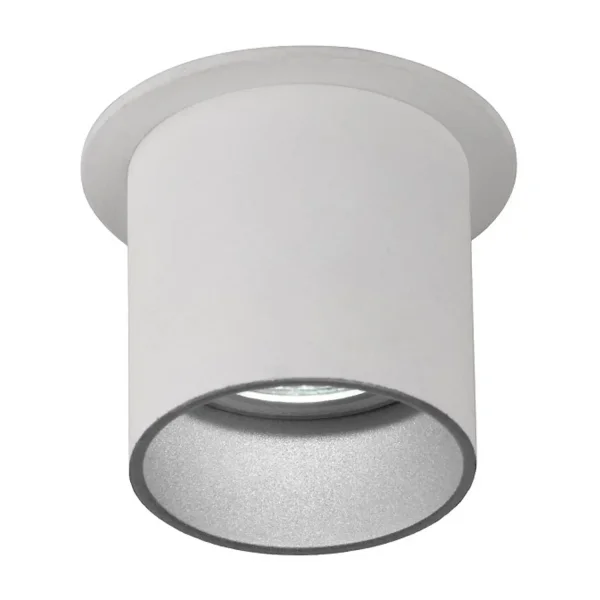 FOCO EMBUTIDO COM ABERTURA REGULÁVEL BRANCO/PRATA GU10