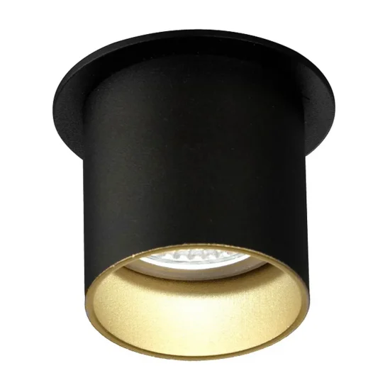 FOCO EMBUTIDO COM ABERTURA REGULÁVEL PRETO/OURO GU10