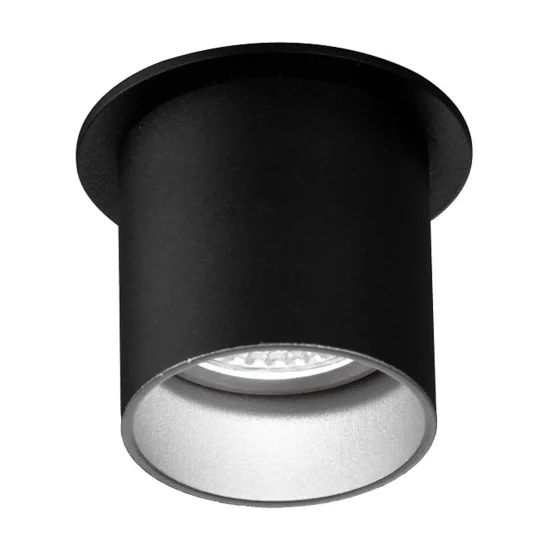 FOCO EMBUTIDO COM ABERTURA REGULÁVEL PRETO/PRATA GU10