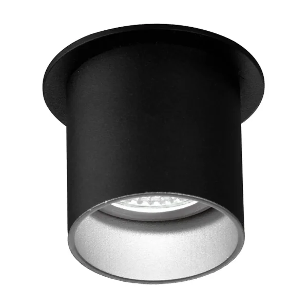 FOCO EMBUTIDO COM ABERTURA REGULÁVEL PRETO/PRATA GU10