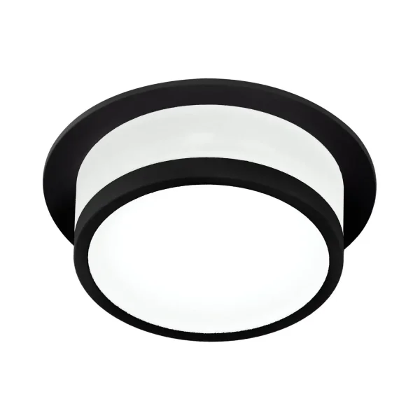 FOCO EMBUTIDO CASA DE BANHO LUZ FRONTAL E LATERAL PRETO GU10