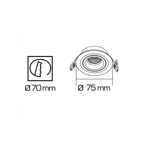 FOCO EMBUTIDO MADEIRA/BRANCO GU10 Ø7,5CM 2