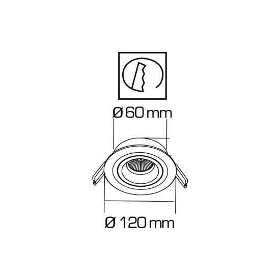 FOCO EMBUTIDO Ø12CM RAFIA/PRETO GU10 2