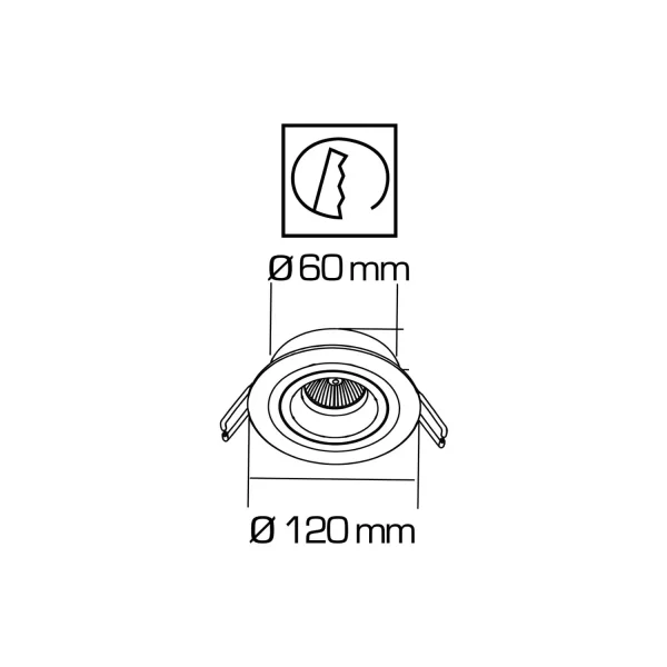 FOCO EMBUTIDO Ø12CM RAFIA/PRETO GU10