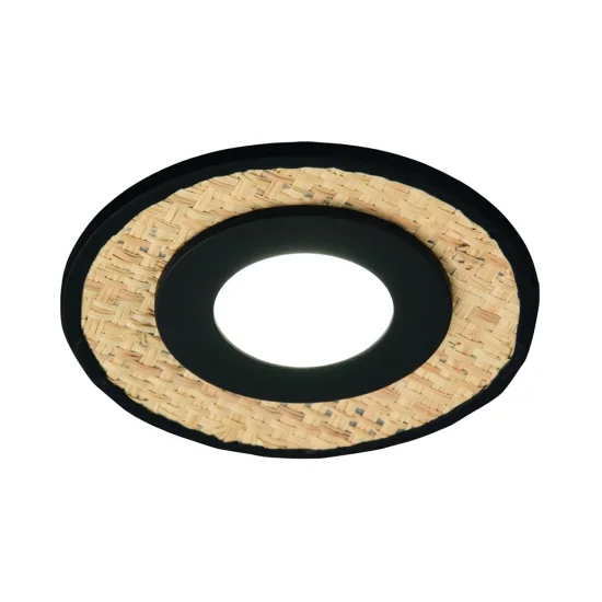 FOCO EMBUTIDO Ø12CM RAFIA/PRETO GU10