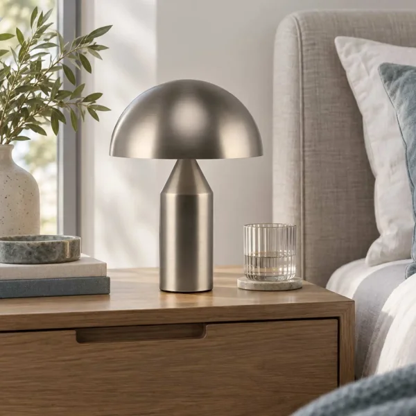 CANDEEIRO DE MESA 2 LUZES E27 NÍQUEL MATE ENOKI