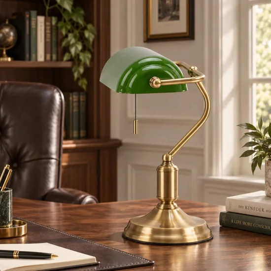 CANDEEIRO DE MESA DE BANQUEIRO E27 VERDE BRILHANTE