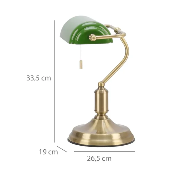 CANDEEIRO DE MESA DE BANQUEIRO E27 VERDE BRILHANTE