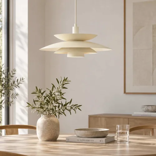 CANDEEIRO DE TETO 1 LUZ E27 BEGE Ø48 CM ORNELLA