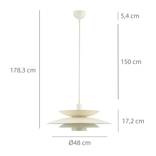 CANDEEIRO DE TETO 1 LUZ E27 BEGE Ø48 CM ORNELLA