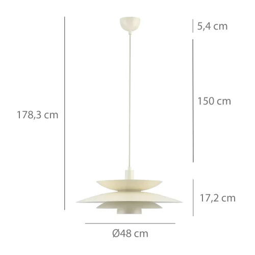 CANDEEIRO DE TETO 1 LUZ E27 BEGE Ø48 CM ORNELLA