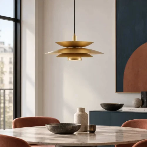 CANDEEIRO DE TETO 1 LUZ E27 DOURADO Ø48 CM ORNELLA