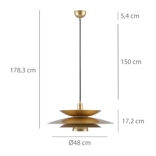 CANDEEIRO DE TETO 1 LUZ E27 DOURADO Ø48 CM ORNELLA