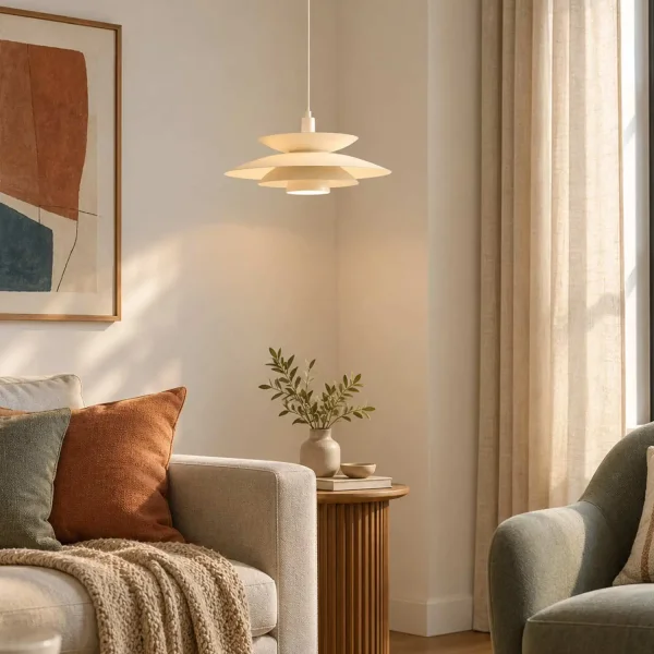 CANDEEIRO DE TETO 1 LUZ E27 BEGE Ø38 CM ORNELLA