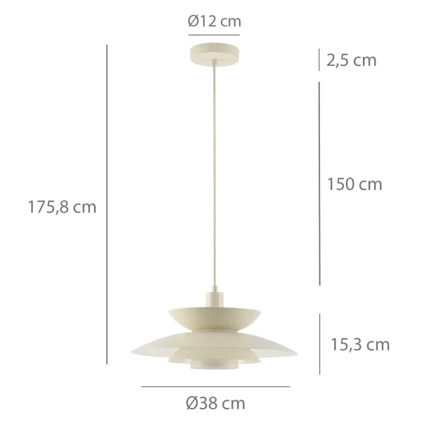 CANDEEIRO DE TETO 1 LUZ E27 BEGE Ø38 CM ORNELLA