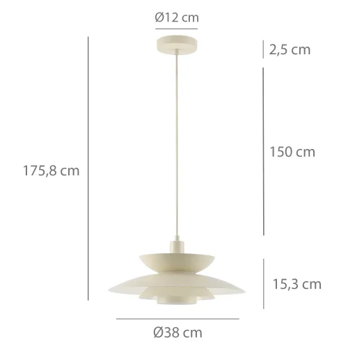 CANDEEIRO DE TETO 1 LUZ E27 BEGE Ø38 CM ORNELLA