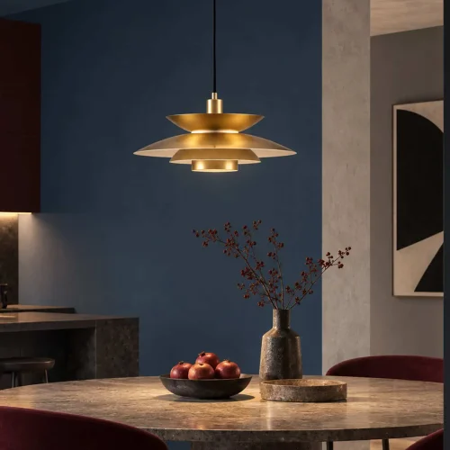 CANDEEIRO DE TETO 1 LUZ E27 DOURADO Ø38 CM ORNELLA