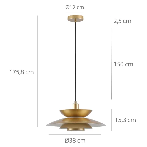 CANDEEIRO DE TETO 1 LUZ E27 DOURADO Ø38 CM ORNELLA