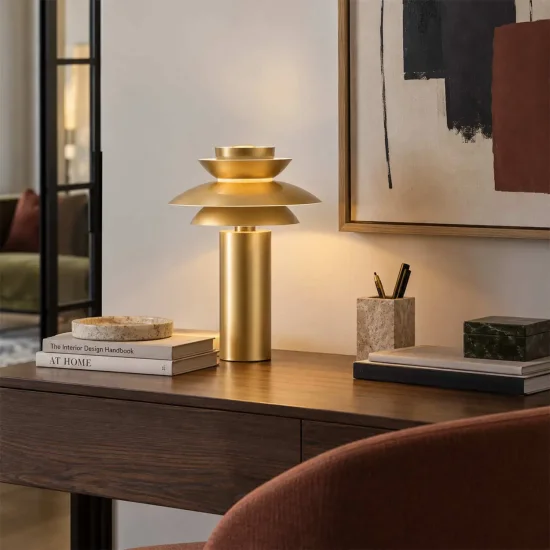 CANDEEIRO DE MESA 1 LUZ E27 DOURADO Ø30 CM ORNELLA