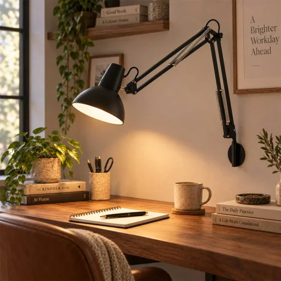CANDEEIRO MULTIFUNÇÕES DE MESA, PAREDE E PINÇA EM AÇO PRETO 2