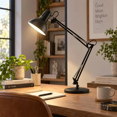 CANDEEIRO MULTIFUNÇÕES DE MESA, PAREDE E PINÇA EM AÇO PRETO