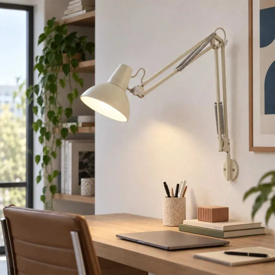 CANDEEIRO MULTIFUNÇÕES DE MESA, PAREDE E PINÇA EM AÇO BRANCO 2