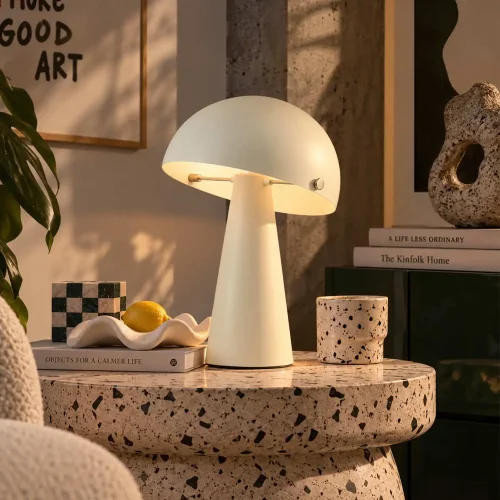 CANDEEIRO DE MESA EM AÇO PINTADO BEGE E27 CHANTERELLE