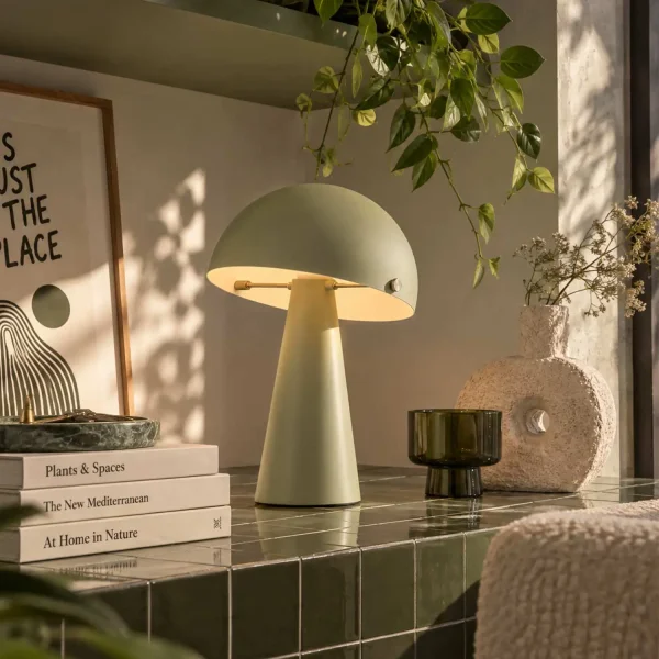 Candeeiro de mesa Chanterelle em aço verde mate E27 | Lúzete