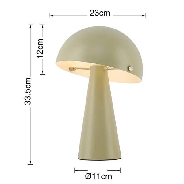 Candeeiro de mesa Chanterelle em aço verde mate E27 | Lúzete