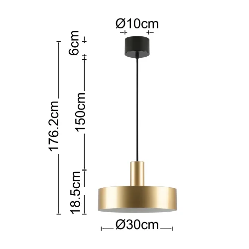 CANDEEIRO DE TETO E27 PRETO E DOURADO GEMMA